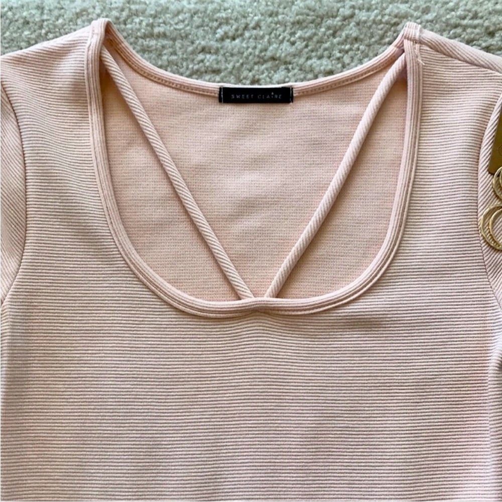 Light Peach Color Fit and Flare Dress - Picture 3 of 7